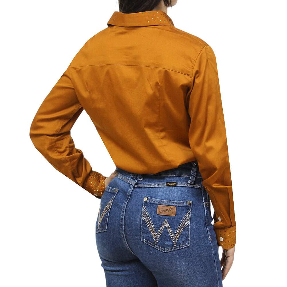 Camisete Feminino Laranja com Strass Dock's 38229